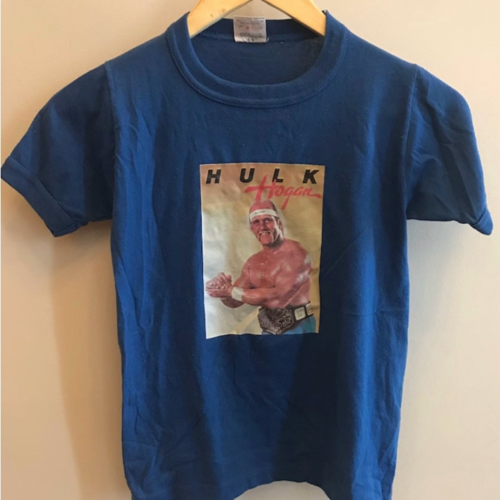 Vintage Hulk Hogan ringer shirt - 80’s - Youth MEDIUM - WWE - WWF - Harvey Woods